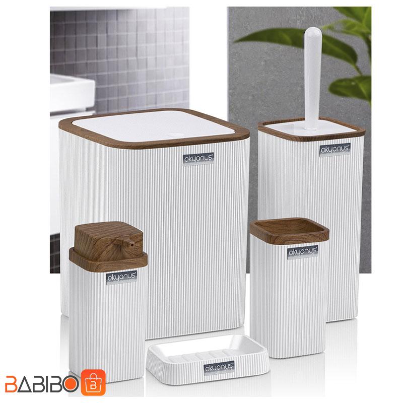 ست سرویس بهداشتی 5 پارچه اقیانوس ست سرویس بهداشتی 5 پارچه اقیانوس سفید چوب