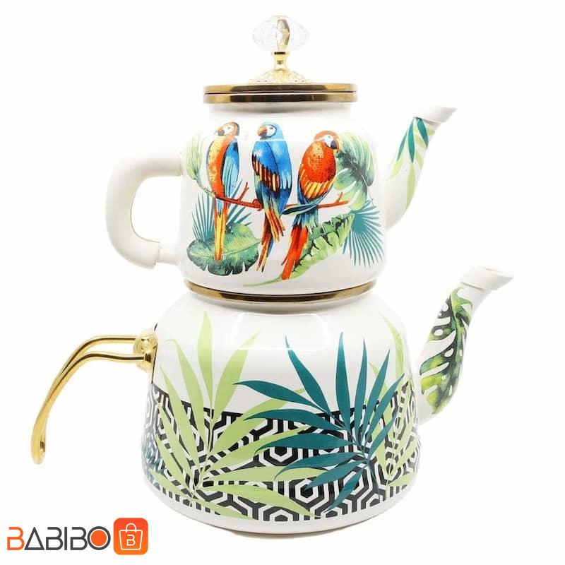 کتری و قوری میس بتی مدل طوطی کتری و قوری لعابی میس بتی مدل طوطی