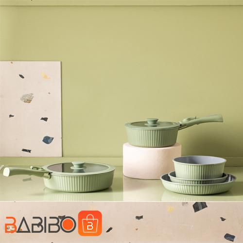 Benard-9-Piece-Cookware-Set -Green (1) سرویس قابلمه سرامیکی 9 پارچه مادام کوکو مدل بنارد