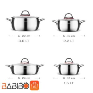 ست سرویس قابلمه استیل 8 پارچه کاراجا مدل Karaca Emirgan