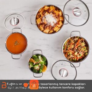 ست سرویس قابلمه استیل 8 پارچه کاراجا مدل Karaca Emirgan