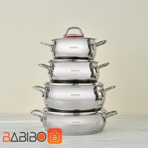 Karaca-Emirgan-8-Piece-Steel-Cookware-Set-with-Induction-Base ست سرویس قابلمه استیل 8 پارچه کاراجا مدل Karaca Emirgan